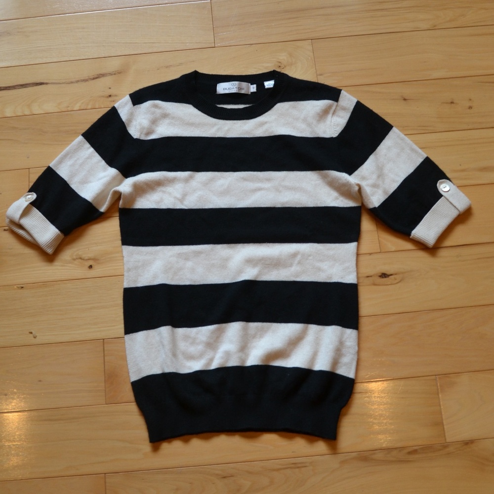 Bugatchi woman silk cashmere sweater sz M striped